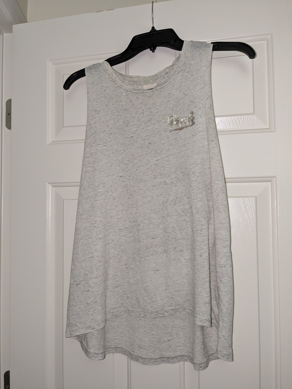 PINK Victoria's Secret Grey Heather Bling Sequin Tank Top, Size M